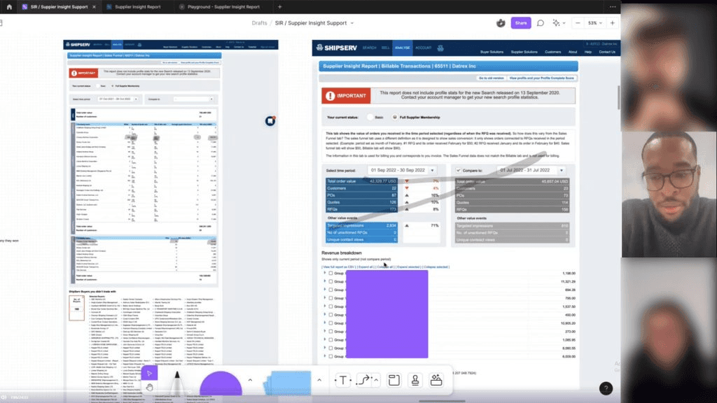 User interview notes from legacy suppliers
